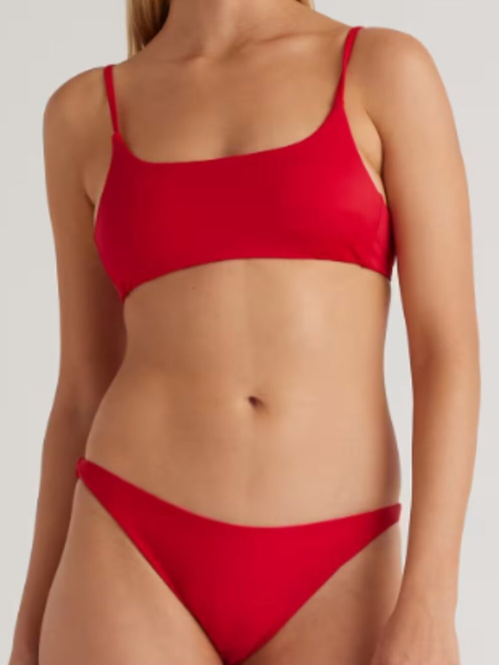 New! Quince Italian Scoop Neck Bikini Top in Cherry Red Size Medium